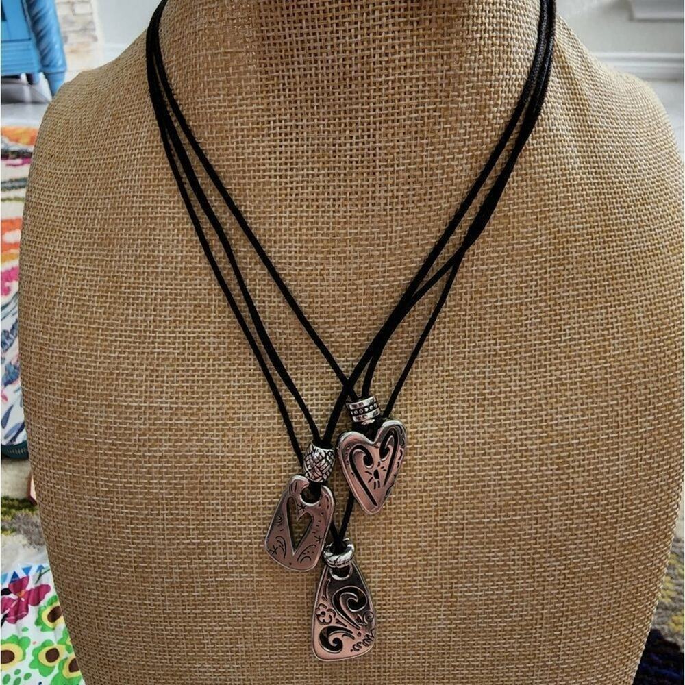 Brighton Brazilian multi charm triple strand‎ leather cord necklace - Picture 3 of 9